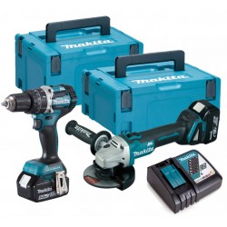 MAKITA DLX2210TJ1 perceuse + meuleuse (2 x 5Ah) brushless 18v Li-ion DGA506/DHP484