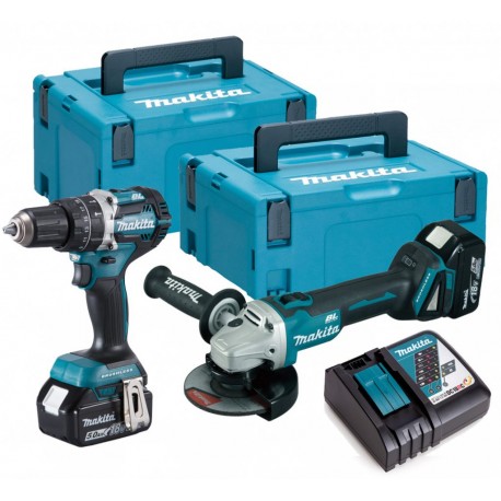 MAKITA DLX2210TJ1 perceuse + meuleuse (2 x 5Ah) brushless 18v Li-ion