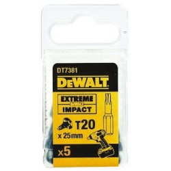 Dewalt 5 embouts impact vis torx t20 25mm spécial visseuse à choc