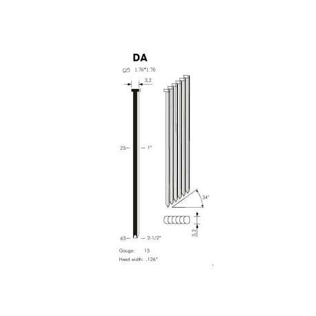 BOSTITCH DA1525 clous de finition galva 15GA Brads 25mm (4000)