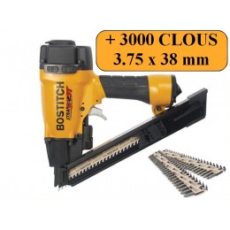 BOSTITCH MCN150 CLOUEUR D'ANCRAGE PNEUMATIQUE + 3000 clous 3.75x38mm pour connecteurs métalliques