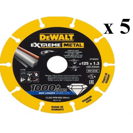 Lot de 5 disque Dewalt DT40252 métal 125mm