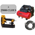 Lot Compresseur SENCO AC19306BL + TJEP Flexible 10mètres + Cloueur BOSTITCH BT1855SP  25000 clous TJEP 15/22/30/40/50