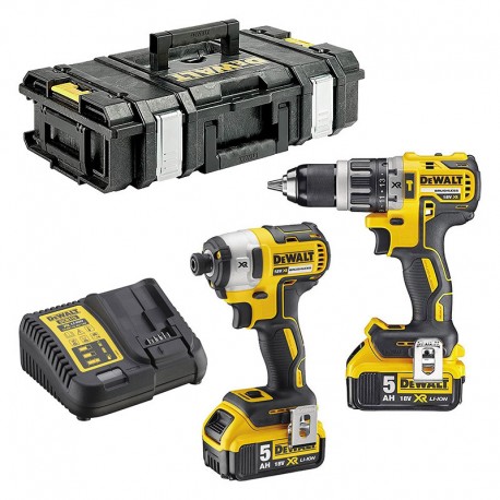 LOT DEWALT PERCEUSE DEWALT DCD796 + VISSEUSE A CHOC DCF887 18v (2 x 5Ah)