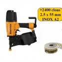 Lot bardage BOSTITCH N75C-2-E cloueur  + 2450 clous 2.5 x 55mm inox A2