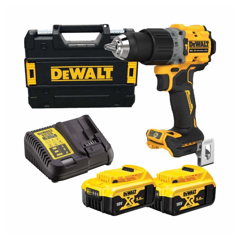 DEWALT DCD805P2T Perceuse visseuse à percussion (2 x 5 Ah) 90Nm XR 18V -  AB-OUTILS