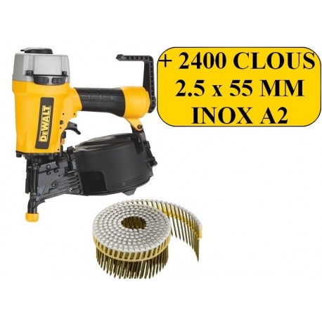 DEWALT DPN64C + 2450 clous 2.5 x 55 inox A2 CLOUEUR PNEUMATIQUE 32/64mm 15°  - AB-OUTILS