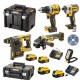 PACK 5 OUTILS DEWALT ,4 batteries 5Ah 18v,2 chargeurs + disque.DCD800/DCF887/DCH273/DCG405/DCL182-XJ