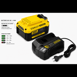 STANLEY FATMAX SFMCB14M1 V20 18V Batterie 4Ah + Chargeur Rapide
