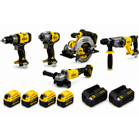 Pack STANLEY FATMAX V20 18V 5 Outils + 4 Batteries 4Ah + 2 Chargeurs