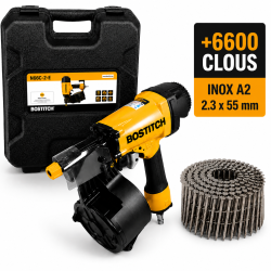 Bostitch N66C-2-E + 6600 Clous Inox A2 2.3x55 mm Liaison Fil Bardage