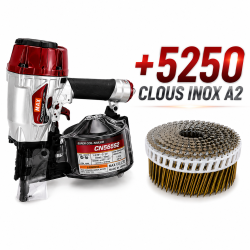 MAX CN565S2 CLOUEUR BARDAGE A ROULEAUX PNEUMATIQUE + 5250 CLOUS 2.5x55 A2 15/16°
