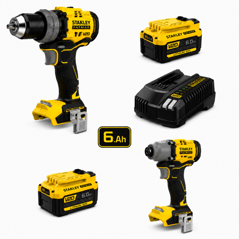 Pack STANLEY FATMAX V20 18V Brushless 80Nm + 203Nm + 2 Batteries 6Ah