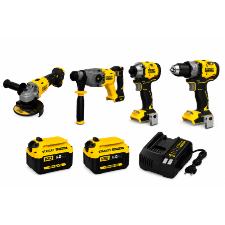 Pack STANLEY FATMAX V20 18V 4 Outils + 2 Batteries 6Ah + 1 Chargeur