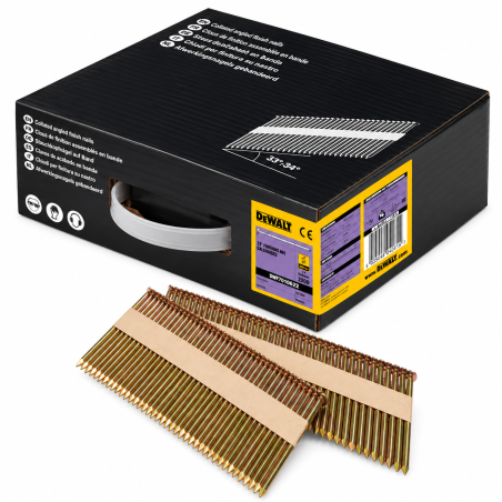 DEWALT DNP3190G12Z 2200 CLOUS EN BANDE 34° SANS GAZ 3.1 x 90 Lisses Galva 12µ
