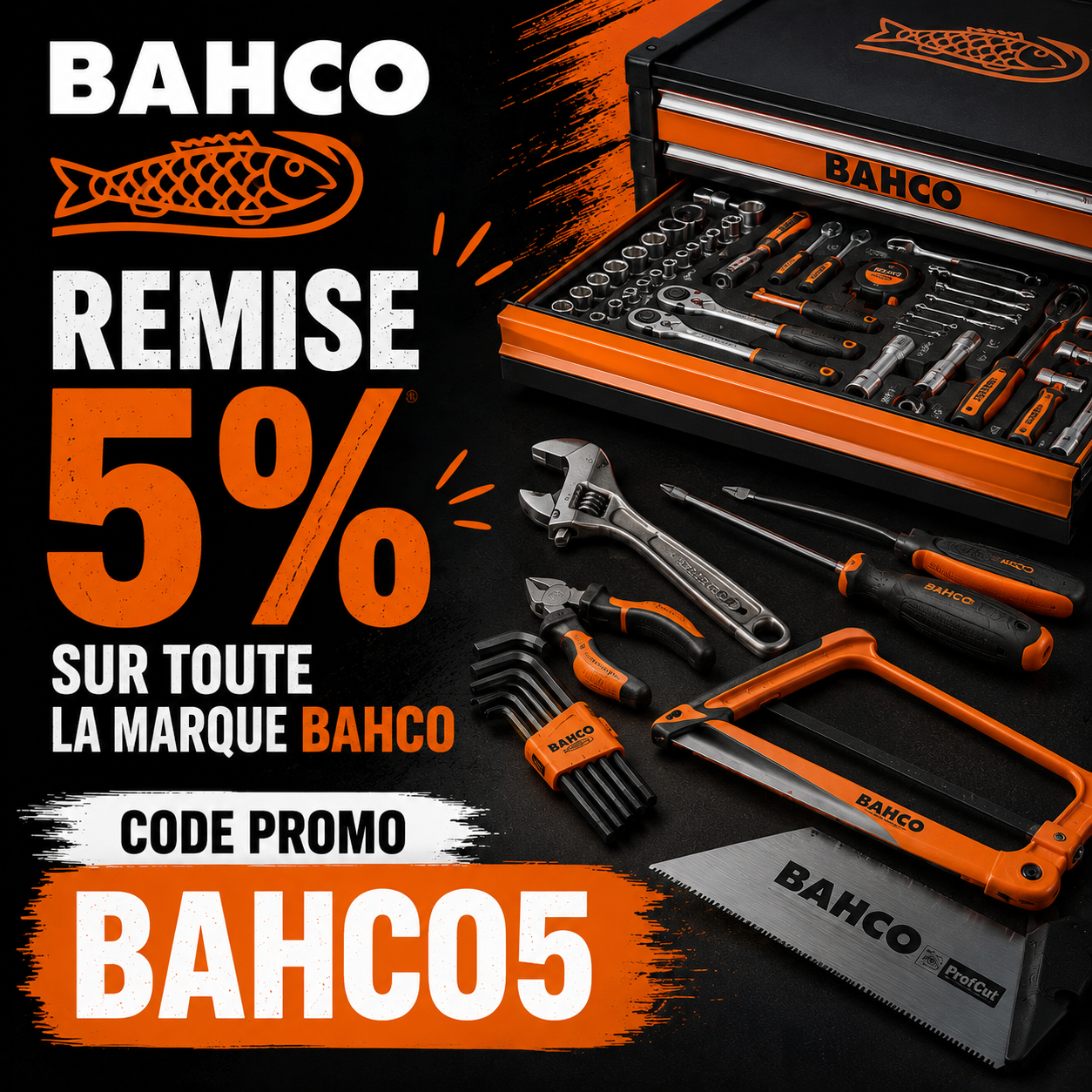 Code promo BAHCO5 sur toute la marque